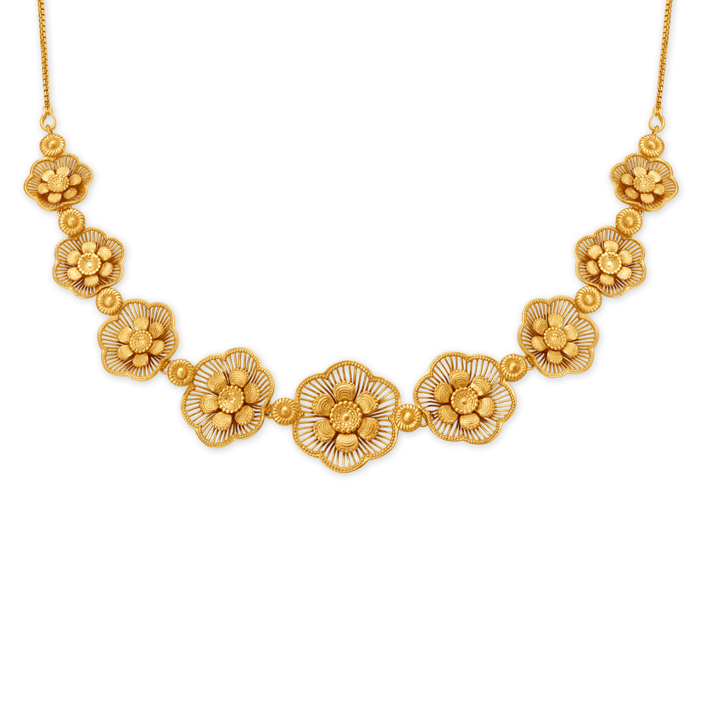 Wired Gold Floral Necklace