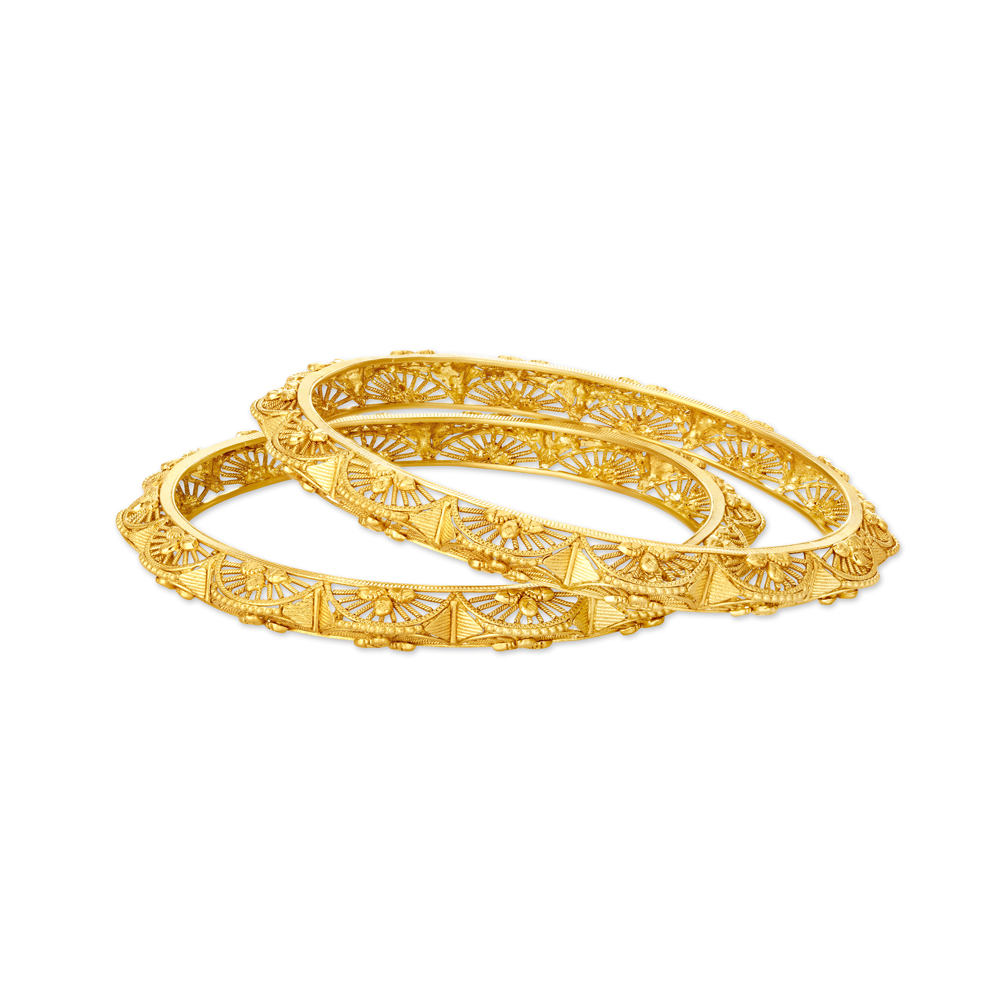 Floral Gold Bangle for Traditional Outfits