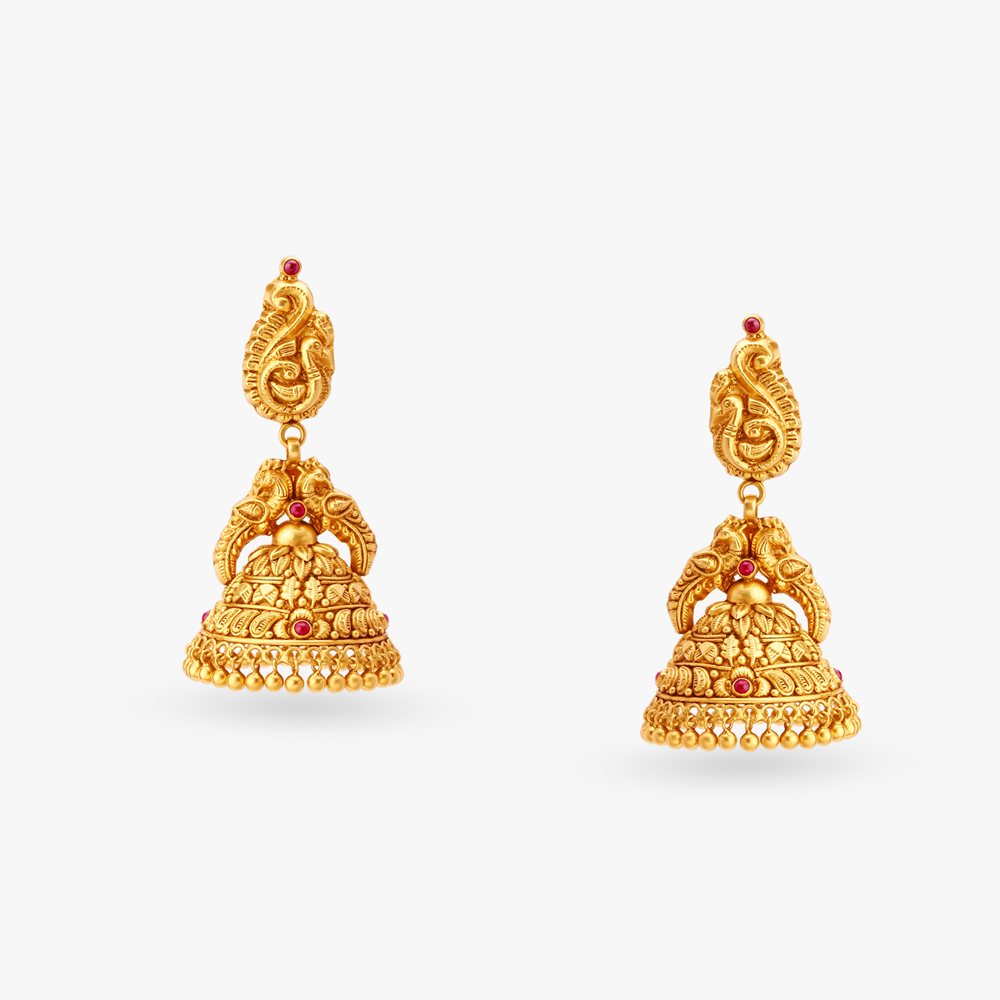 

Peacock Gold Jhumka Earrings