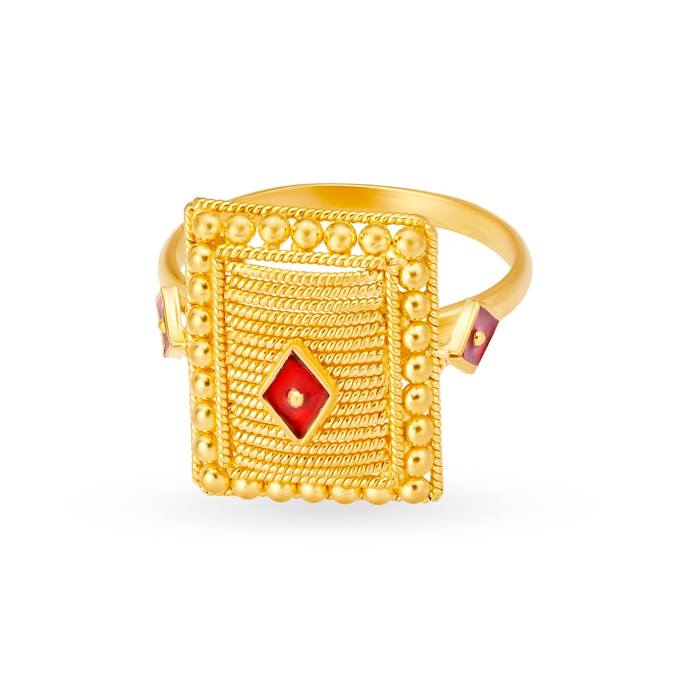 

Majestic Yellow Gold Roped Square Finger Ring