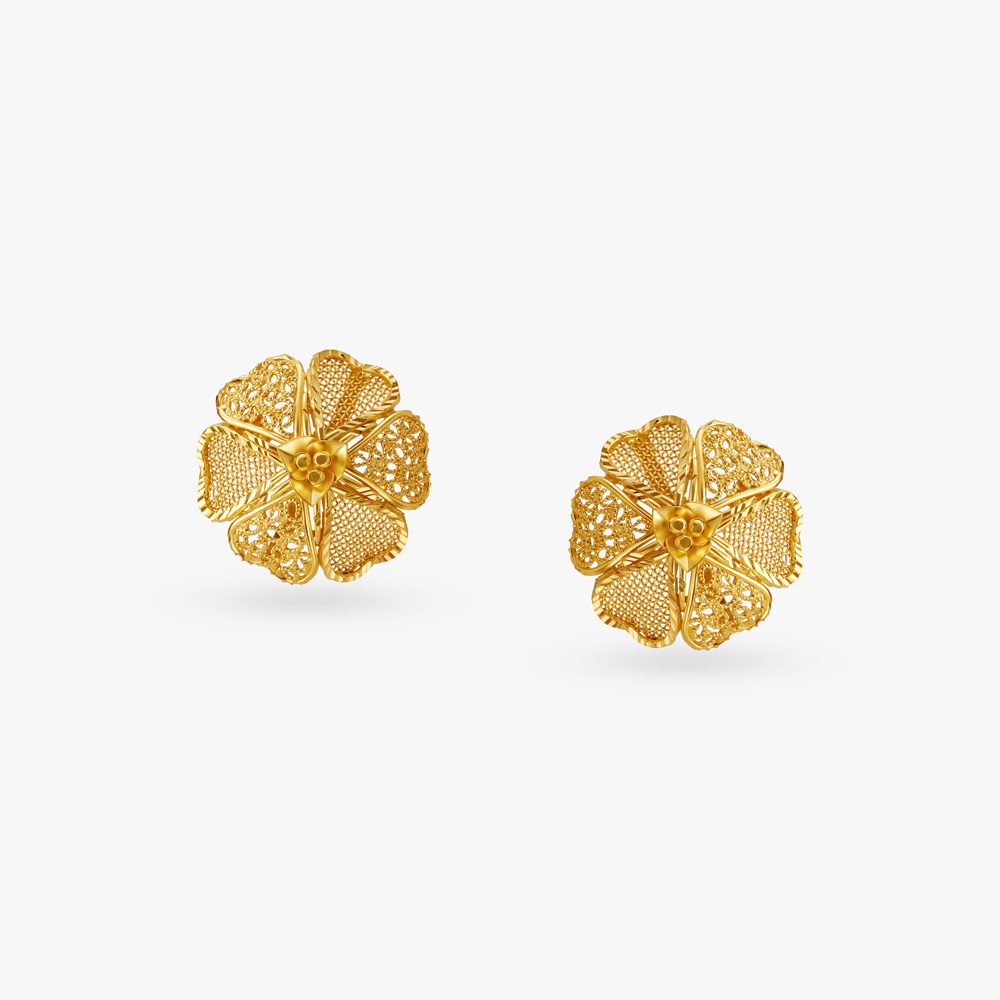 

Blossom Mesh Gold Stud Earrings