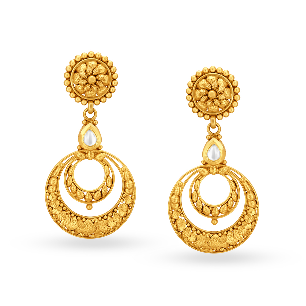 Circlet Design Gold Drop Earrings