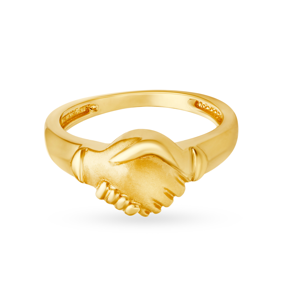 

Lovely 22 Karat Yellow Gold Hand Holding Finger Ring