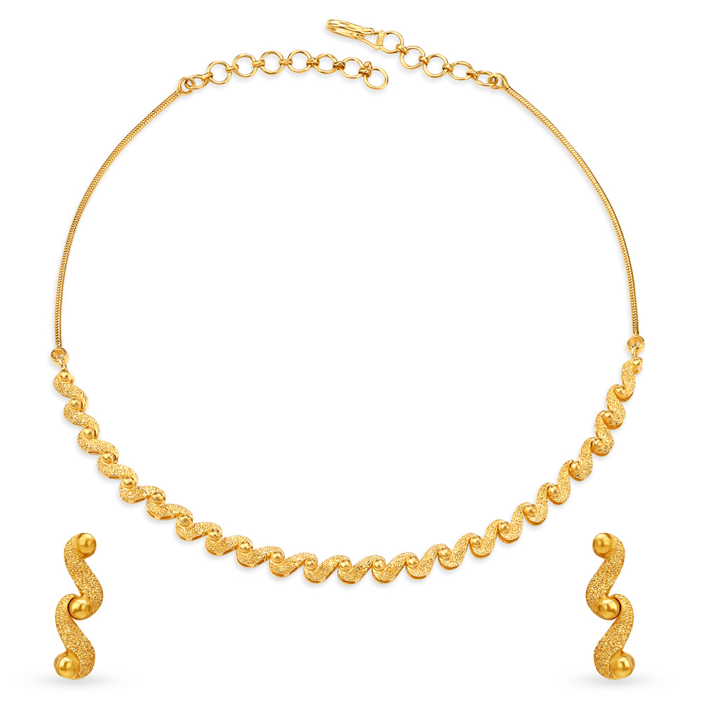 

Wave Pattern Gold Necklace Set