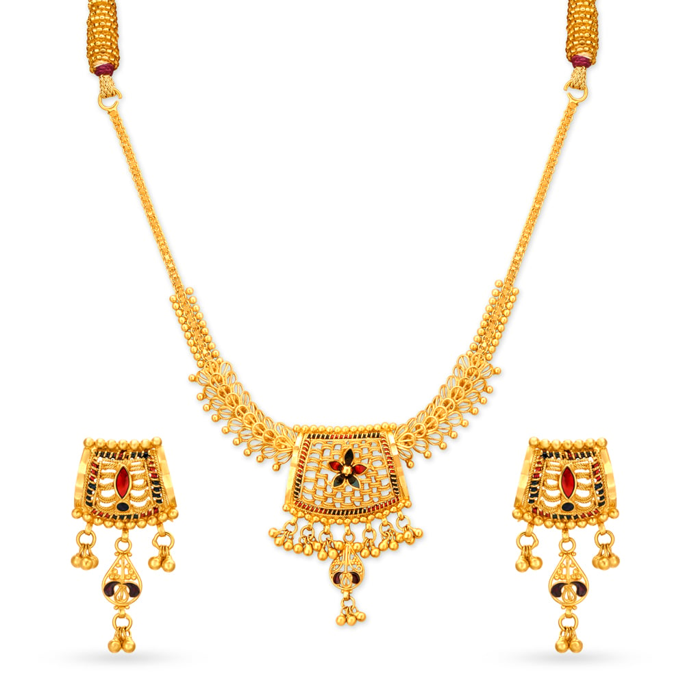 

Rhombic Gold Necklace Set