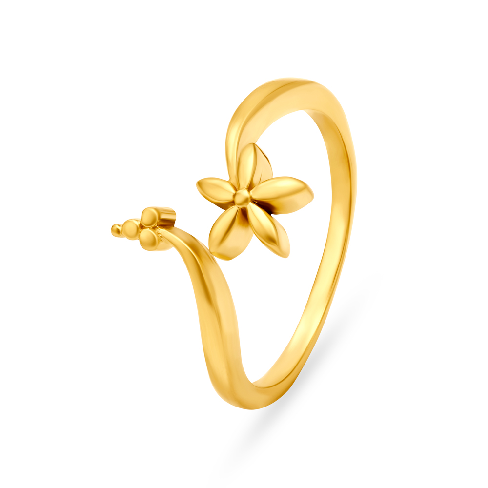 

Exquisite 22 Karat Yellow Gold Floral Finger Ring