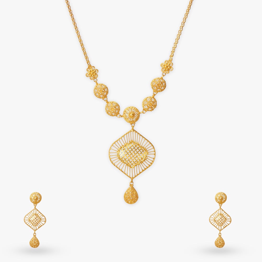 

Lattice Glory Gold Necklace Set