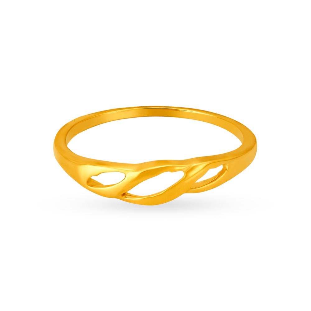 Whimsical Yellow Gold Waveform Finger Ring