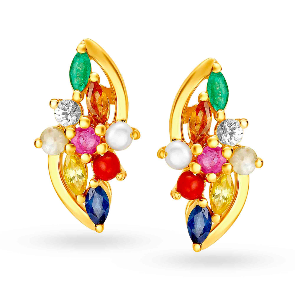 Gold Ruby Emerald Diamond Earrings | Gold bride jewelry, Bridal gold  jewellery, Indian jewellery design earrings