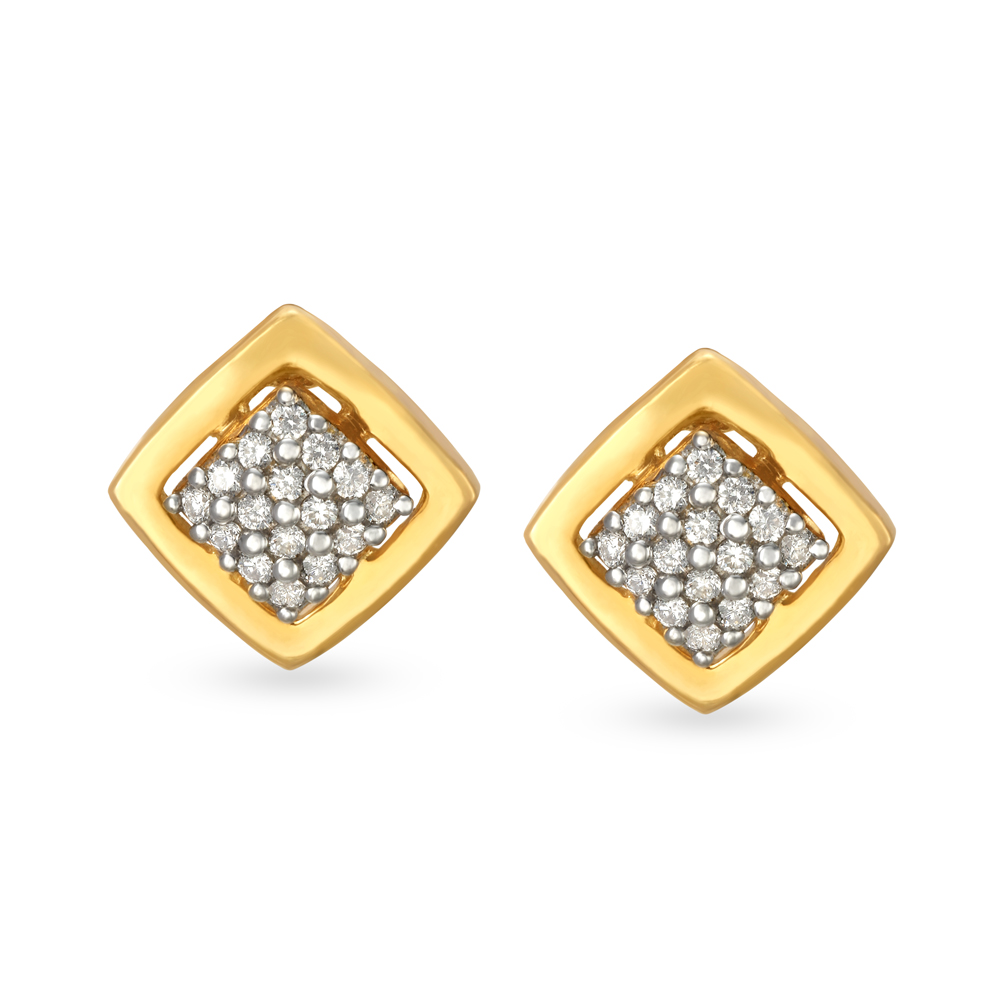 Chic Geometric Diamond Stud Earrings