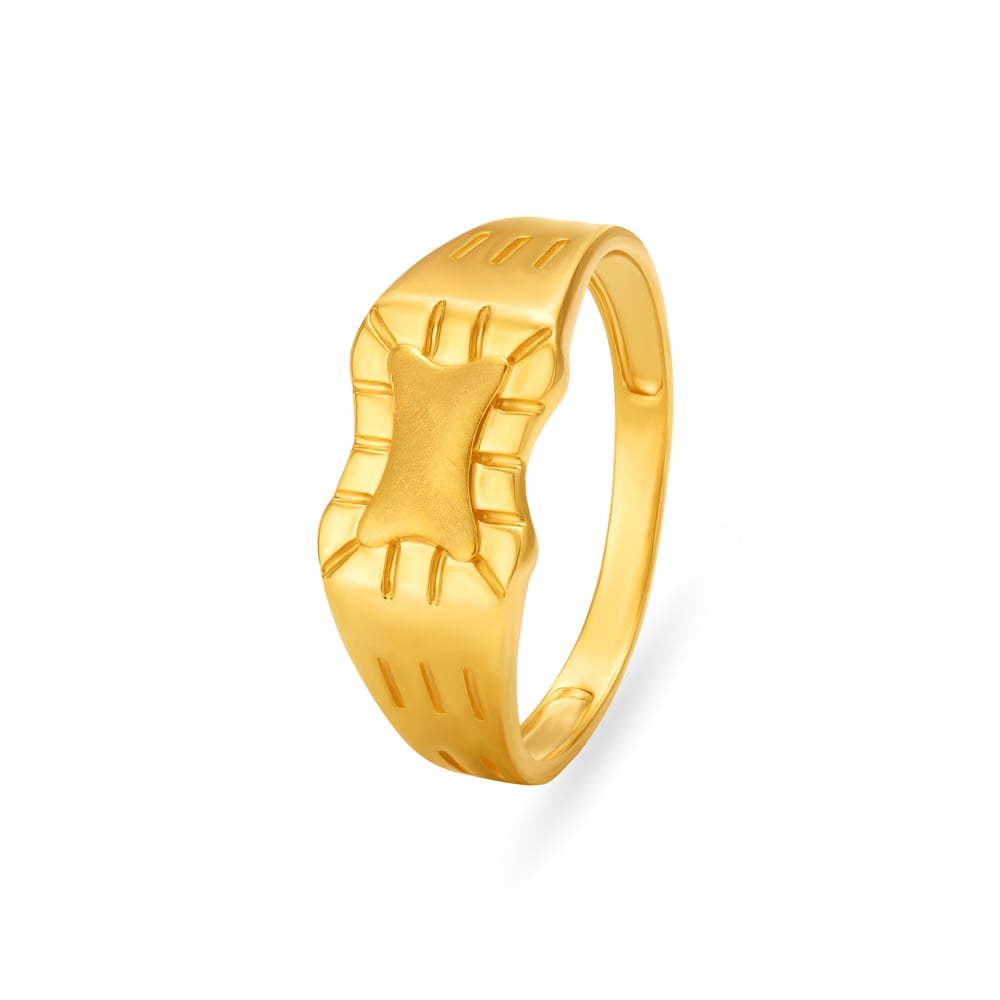 Carved Hollow Gold Finger Ring For Men