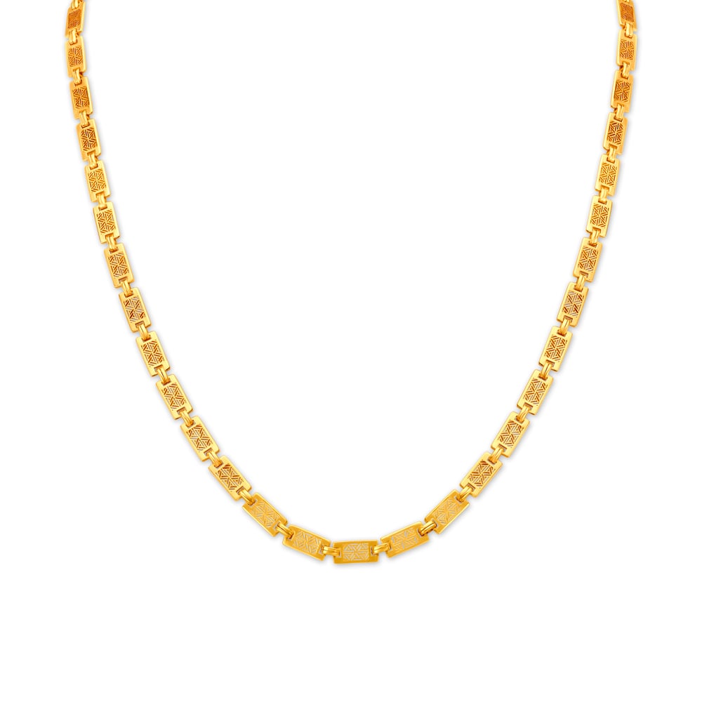 Rectangular Motif Gold Chain For Men