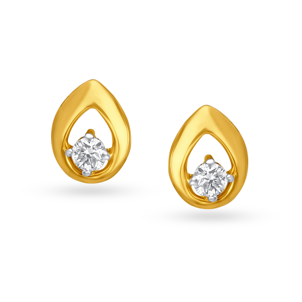 Contemporary Teardrop Shaped Diamond Stud Earrings