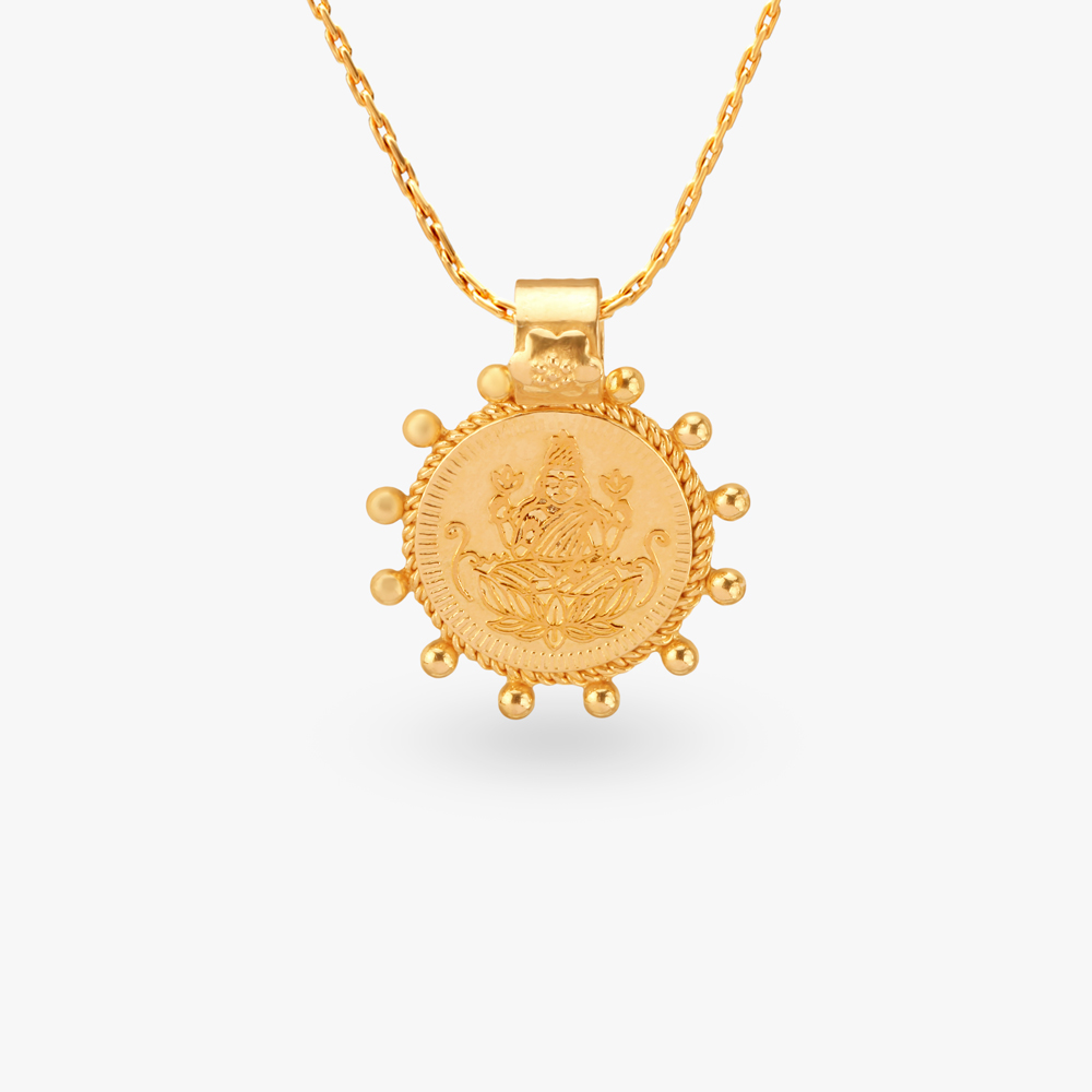 

Divine Goddess Lakshmi Religious Gold Coin Pendant