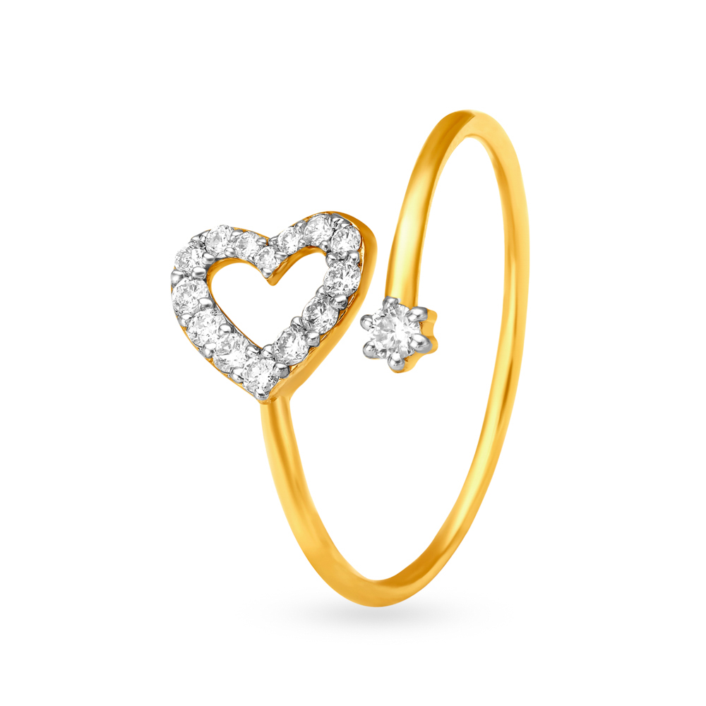 Attractive 18 Karat Yellow Gold Heart Finger Ring