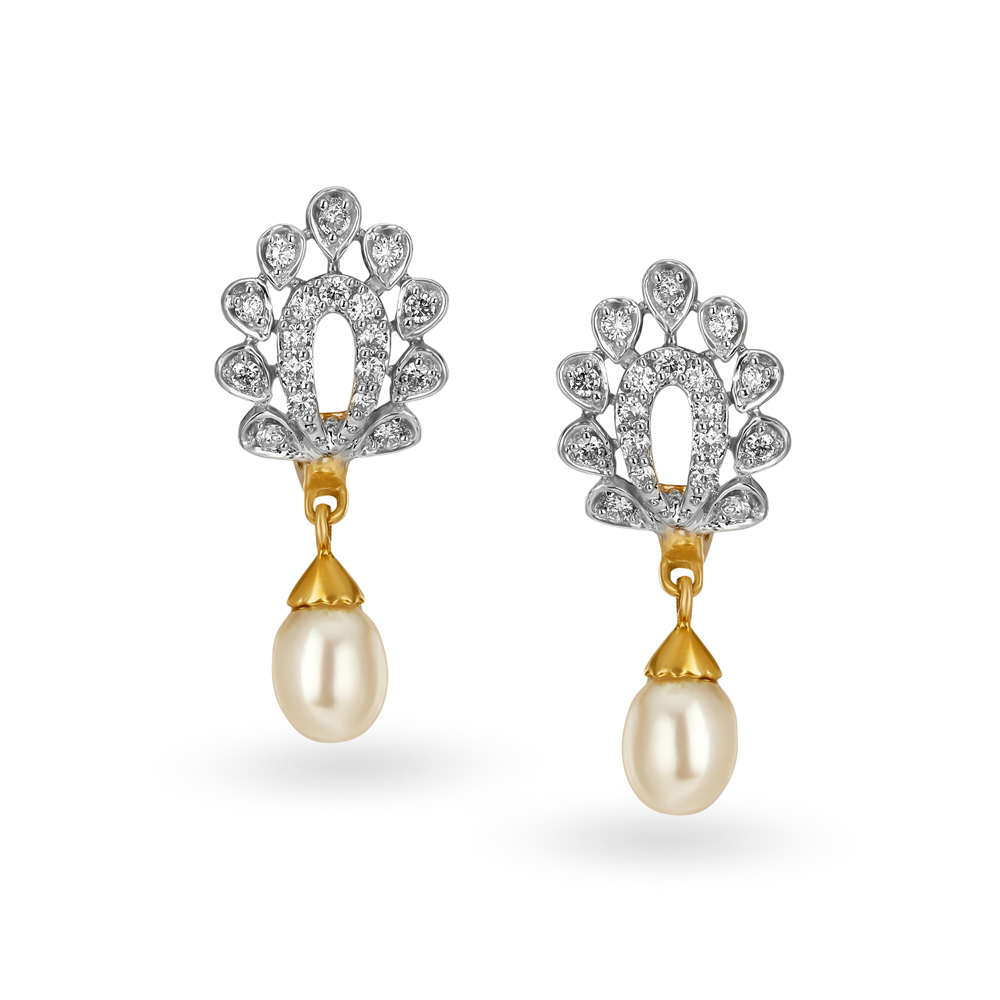 Magnificent Diamond Hoop Earrings with Pearls