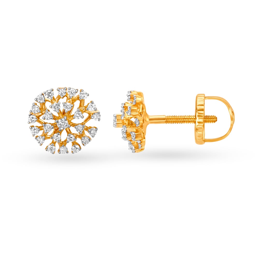 

Captivating 18 Karat Yellow Gold And Diamond Circular Studs