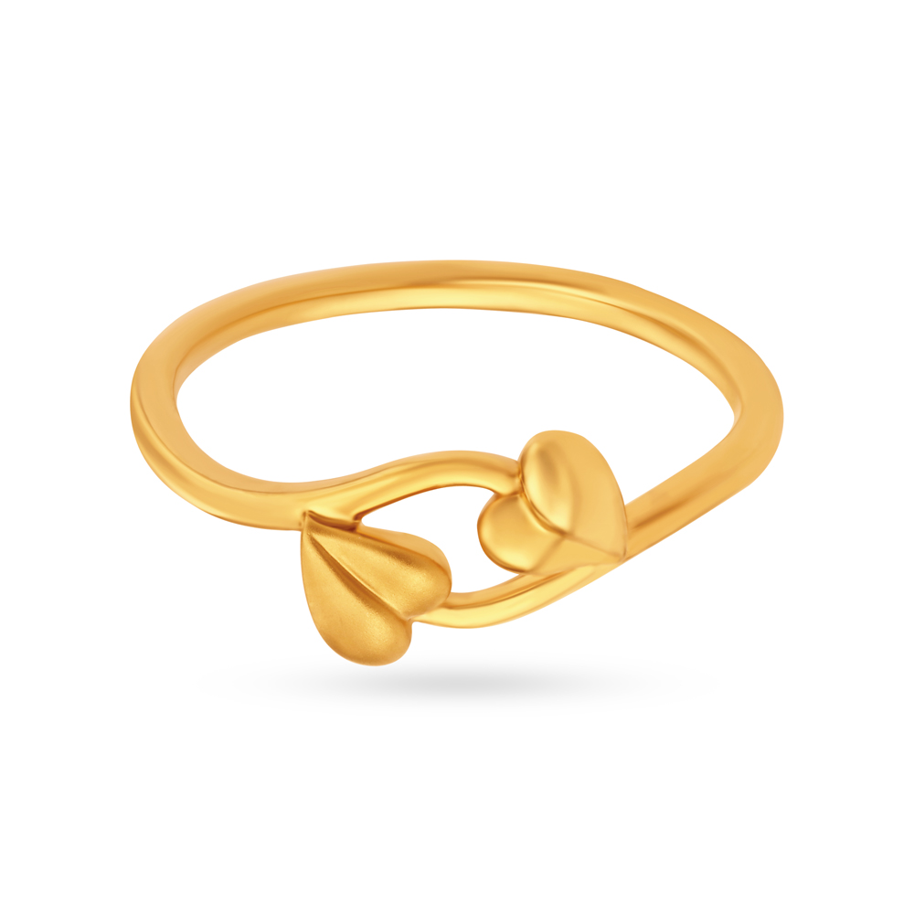 Heart Shaped Leaf Gold Finger Ring