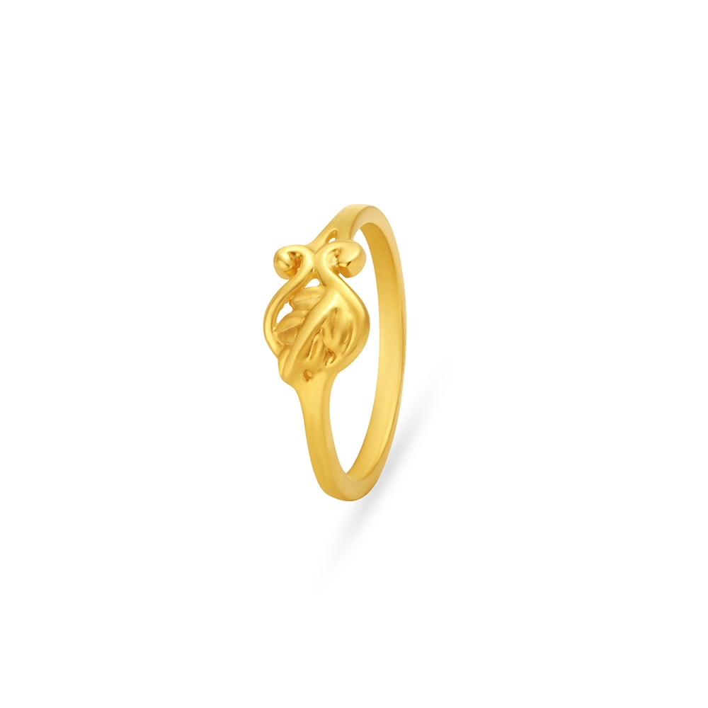 

Carved Leaf Gold Finger Ring For Kids