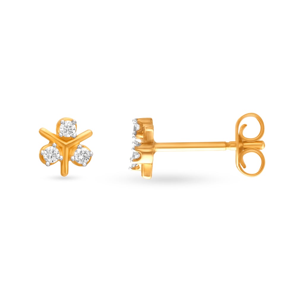 

Stunning Floral Gold and Diamond Stud Earrings