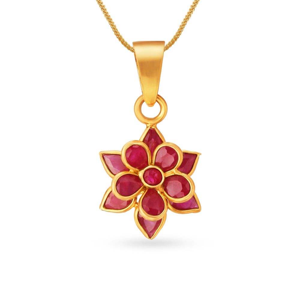 

Radiant Ruby Double Flower Pendant