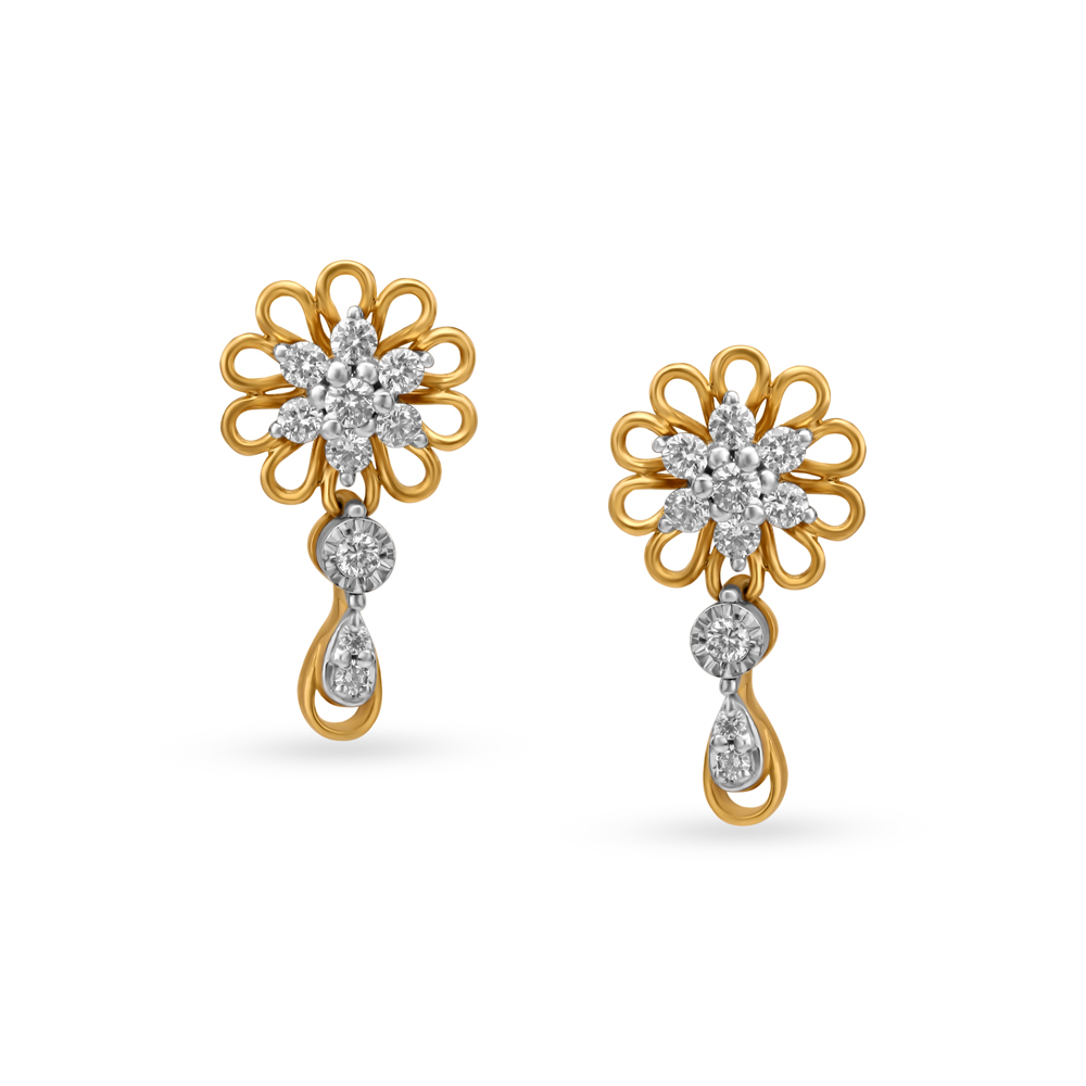 

Tiny Floral Diamond Drop Earrings