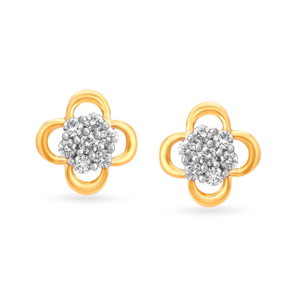 

Glam Floral Diamond Stud Earrings