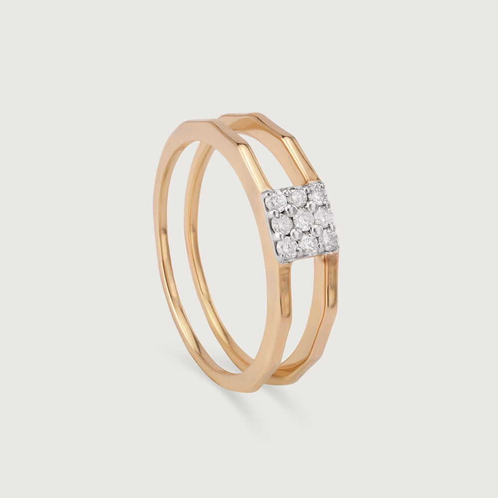 Lustrous Divide 14KT Gold & Diamond Ring