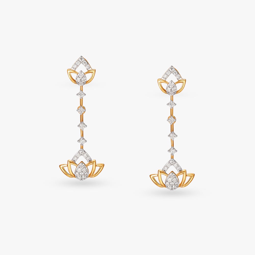 

Lotus Charm Diamond Drop Earrings