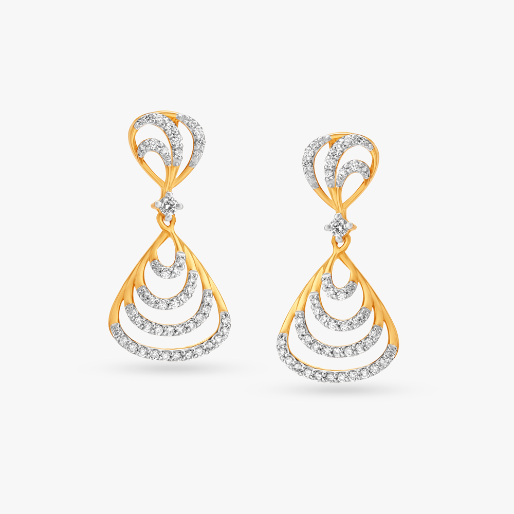 Fancy Yellow Gold Diamond Drop Earrings