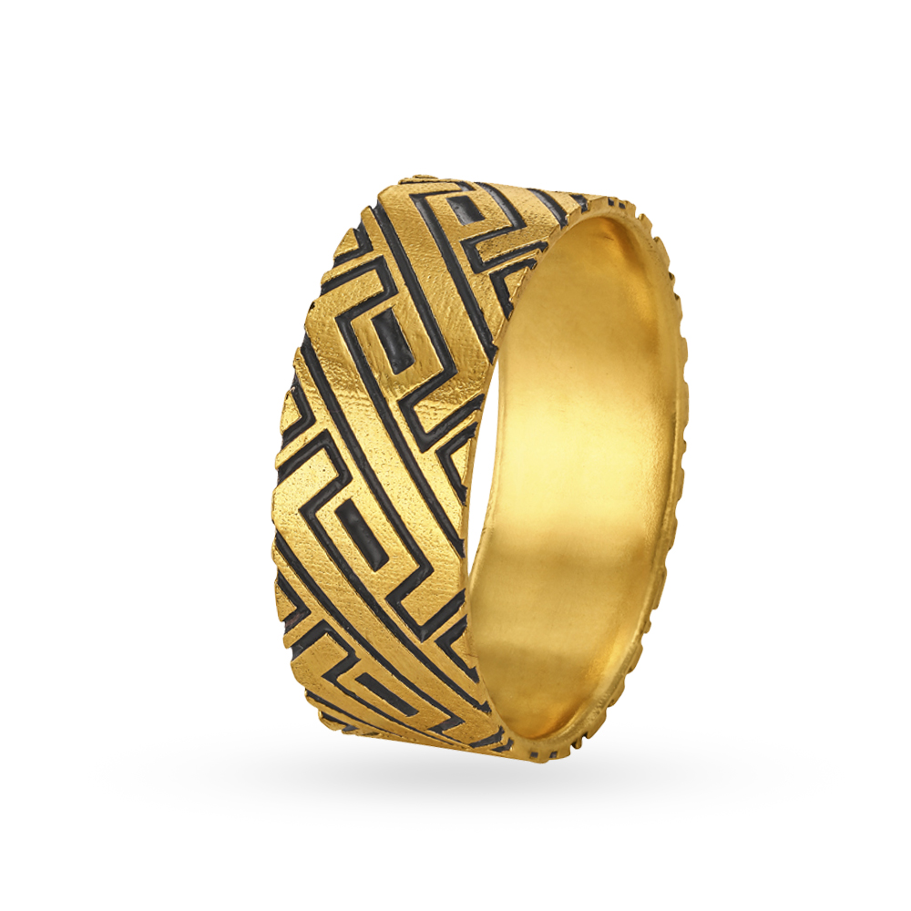 Magnificent Black Antique Gold Finger Ring For Men