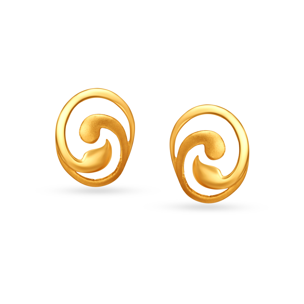 Alluring Spiral Gold Stud Earrings