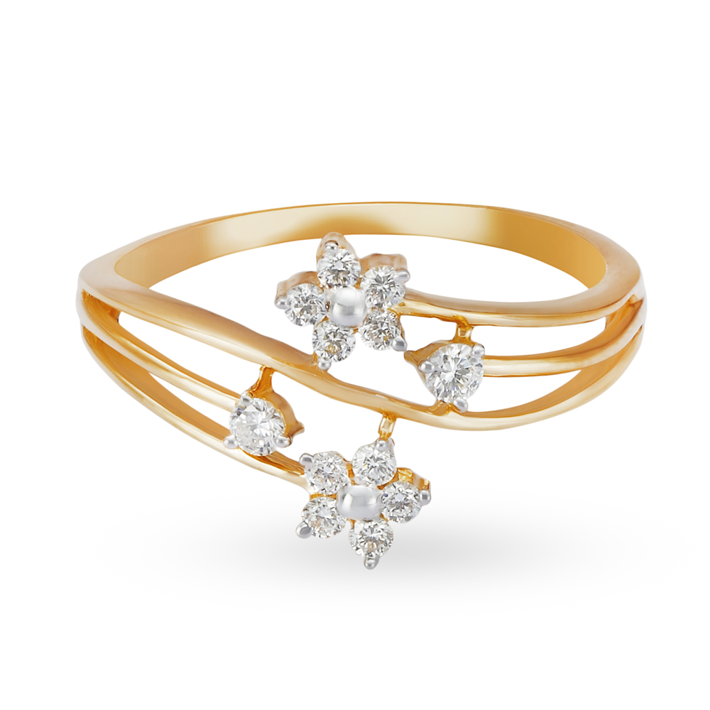 

Contemporary Fancy Floral Diamond and Gold Finger Ring