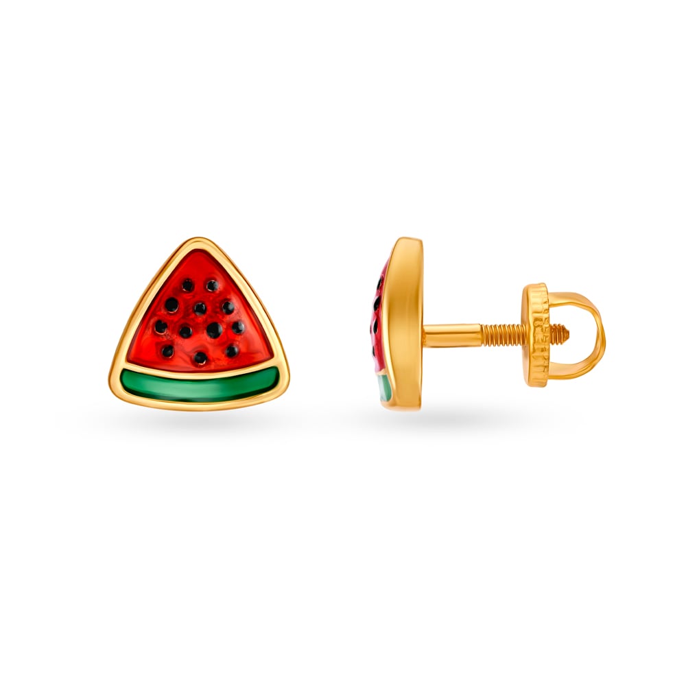 Watermelon Emoticon Stud Earrings for Kids