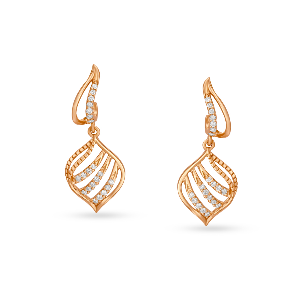 Pristine Rose Gold and Diamond Drop Earrings