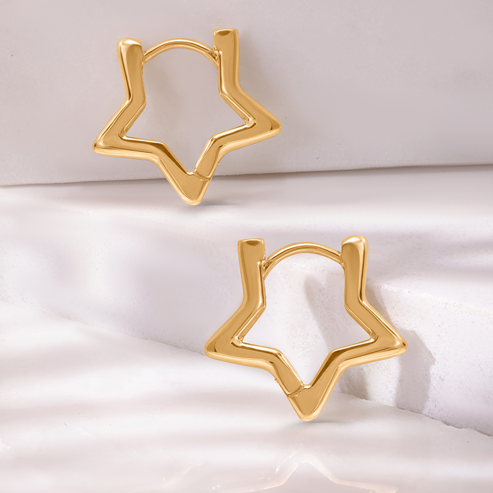 Shooting Star 18KT Gold Hoop Earrings