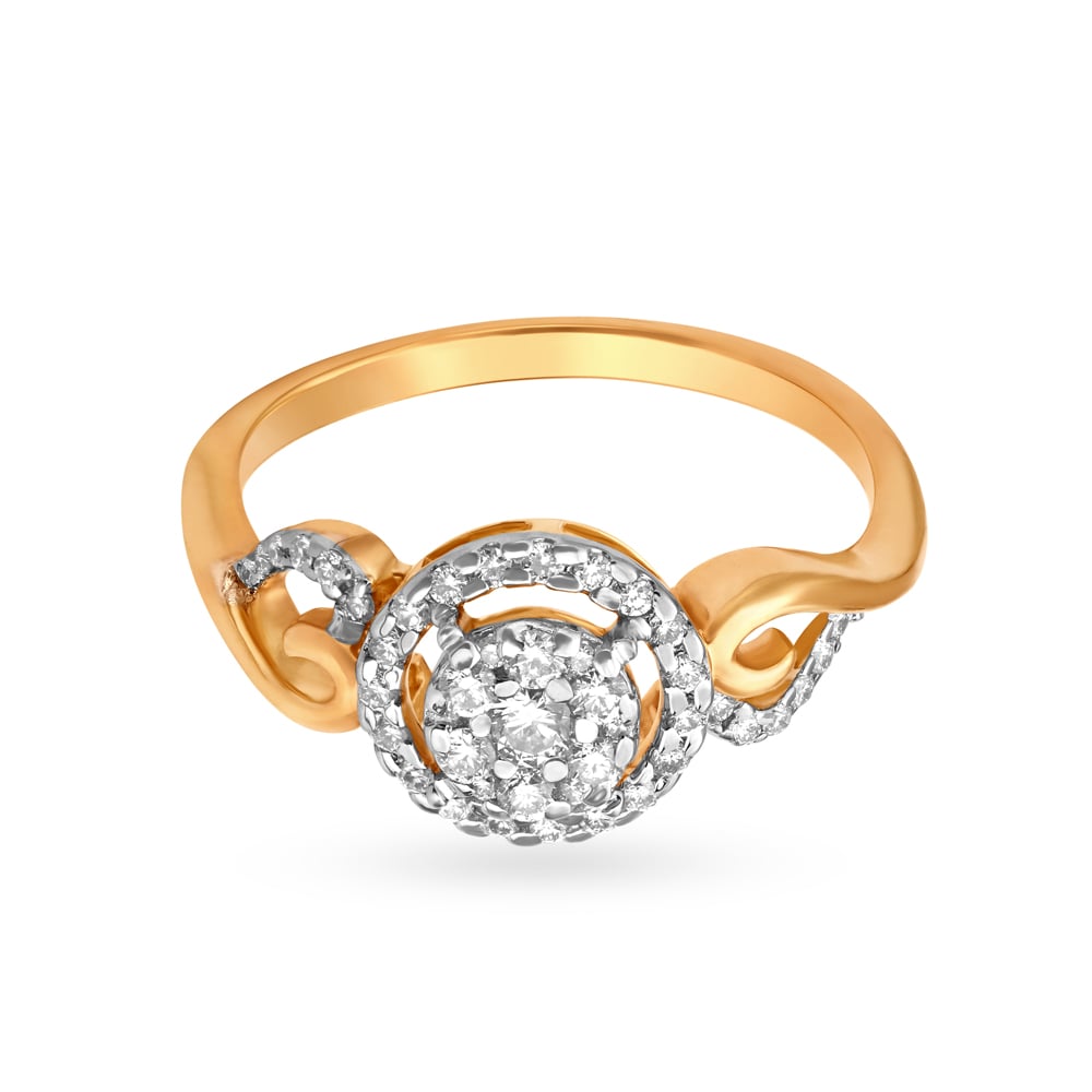 

Sparkling 18 Karat Yellow Gold And Diamond Cluster Ring