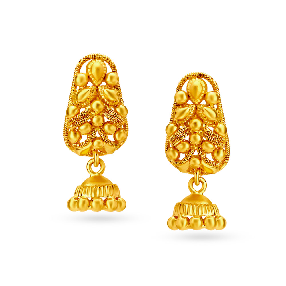 Aesthetic 22 Karat Yellow Gold Clustered Beaded Drops