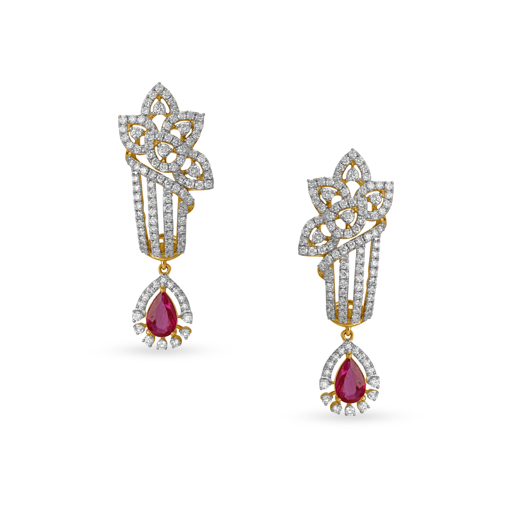 Shop Cecelia Tulip Diamond Stud Earrings Online | CaratLane US