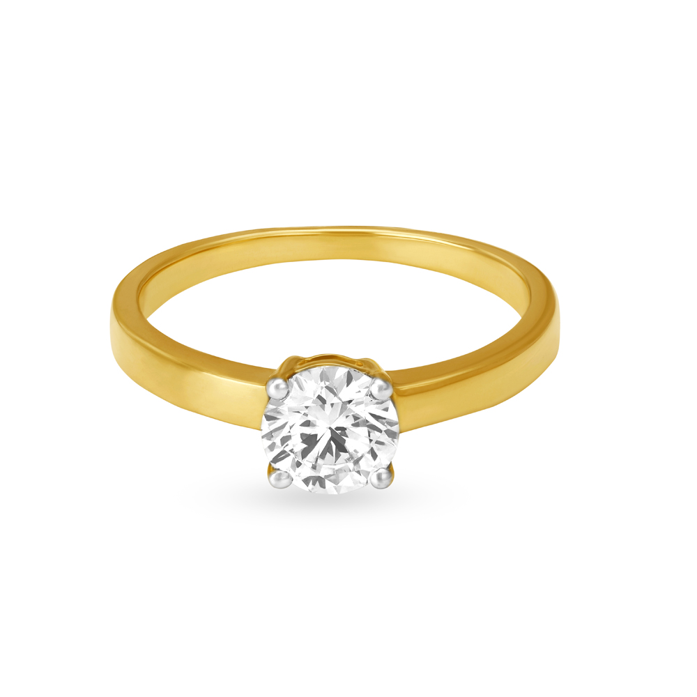 Scintillating 18 Karat Yellow Gold Solitaire Finger Ring