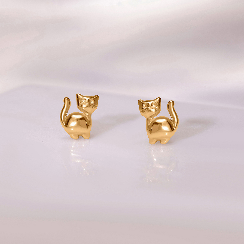 Kitty Couture 18KT Gold Stud Earrings