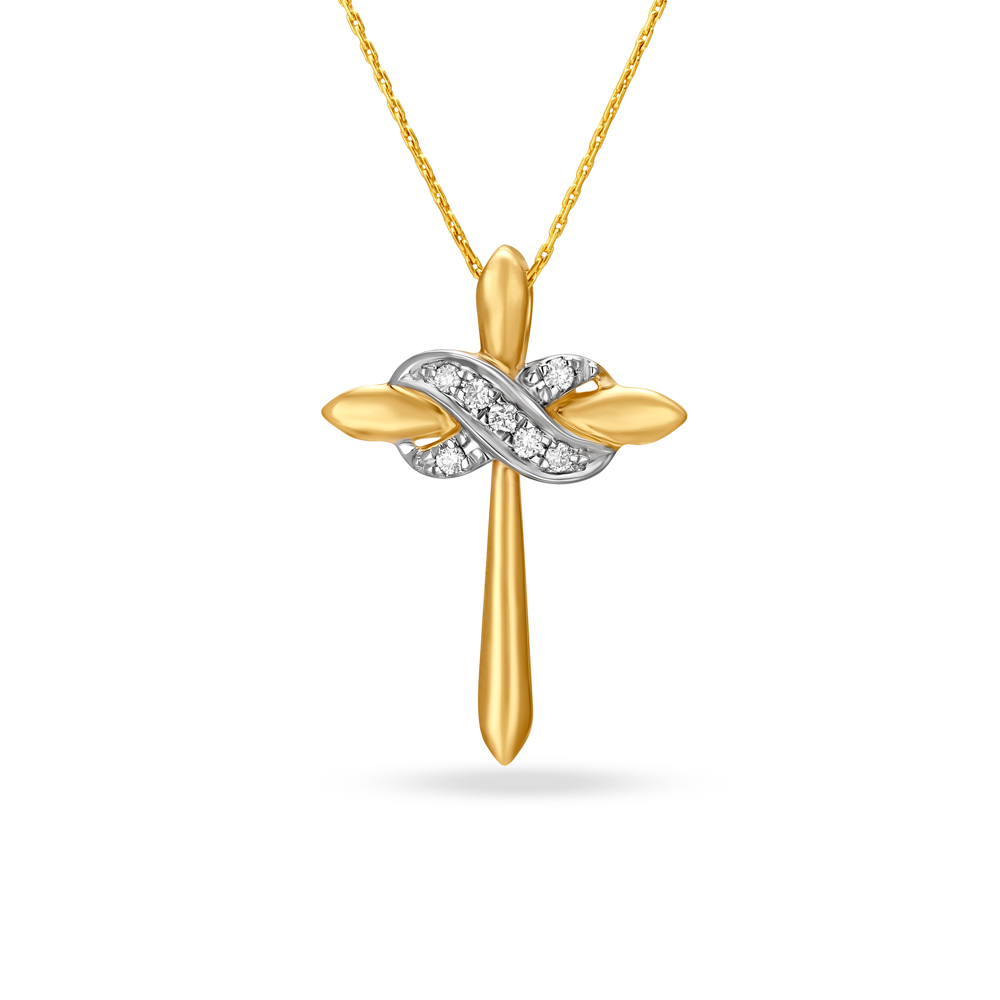 Gold cross store pendant tanishq