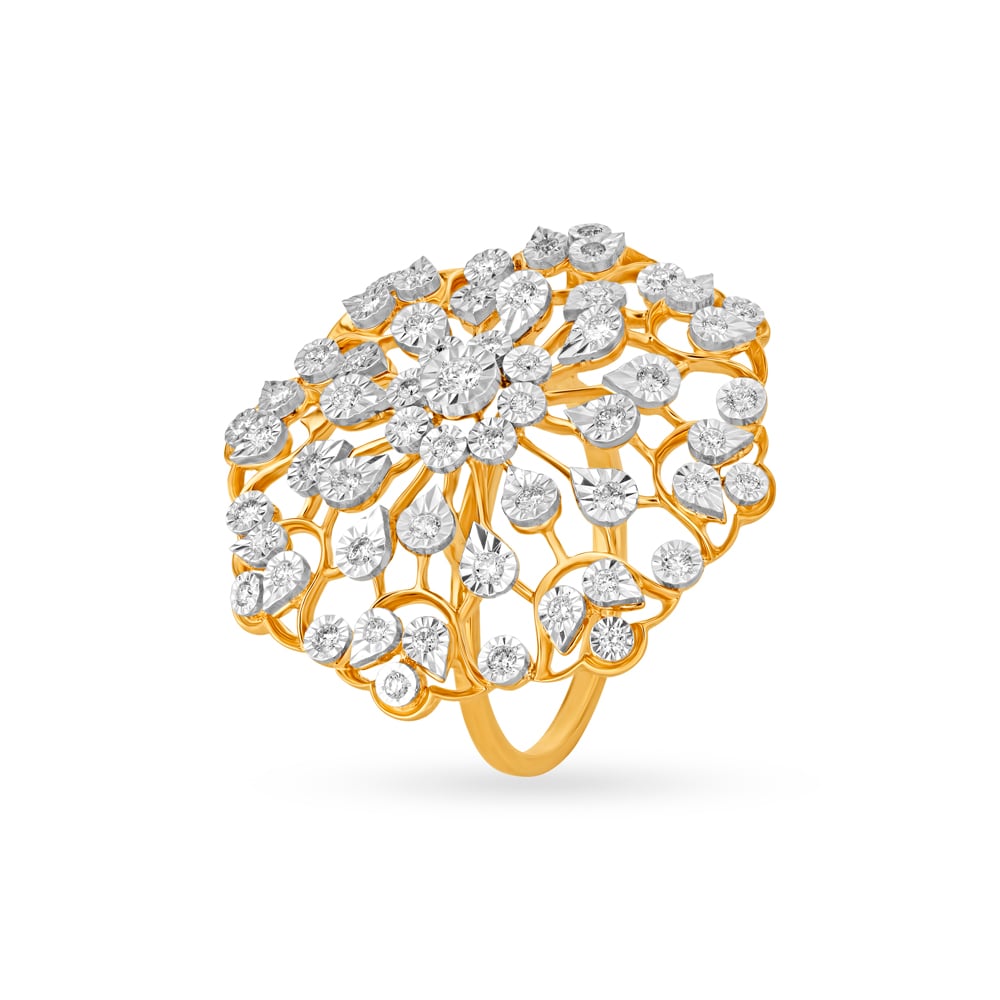 

Enticing Floral Diamond Ring in Yellow and White Gold