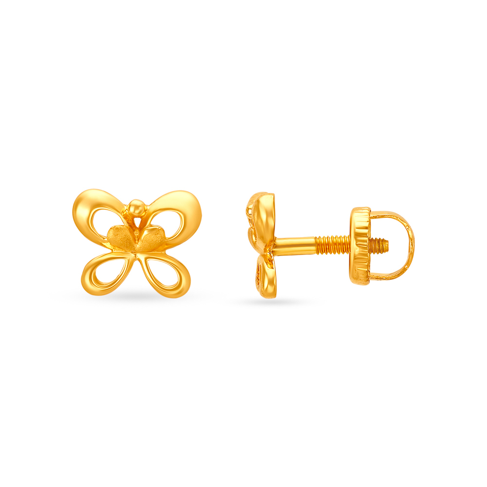 

Contemporary Gold Butterfly Stud Earrings For Kids