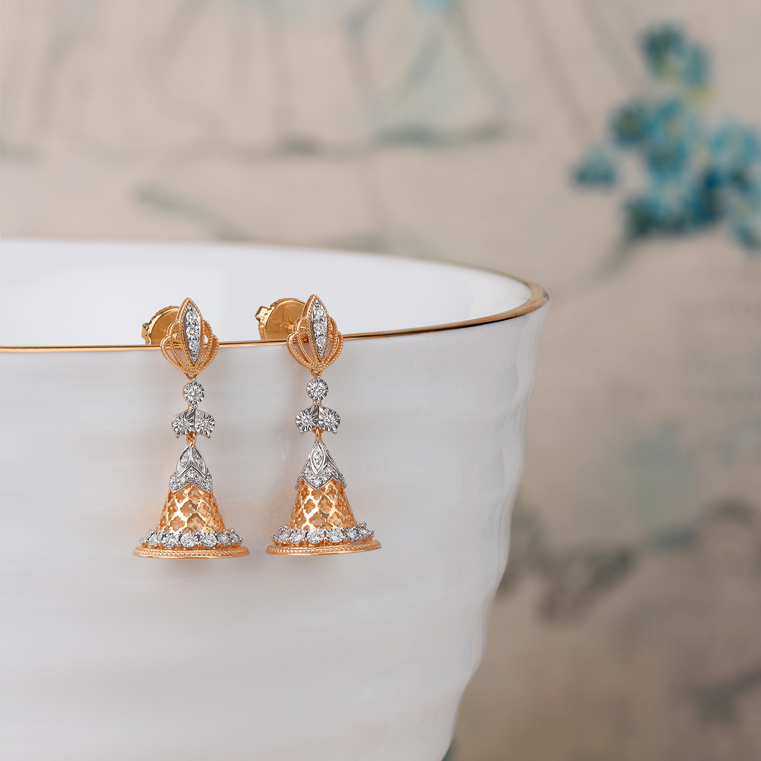 Captivating Jhumka Style Gold Hoop Earrings