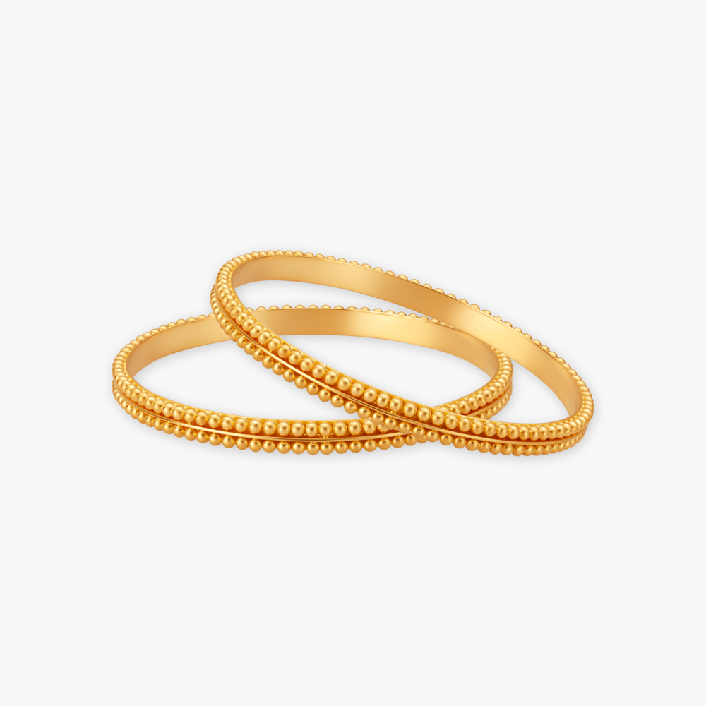 

Graceful Beaded Gold Bangles