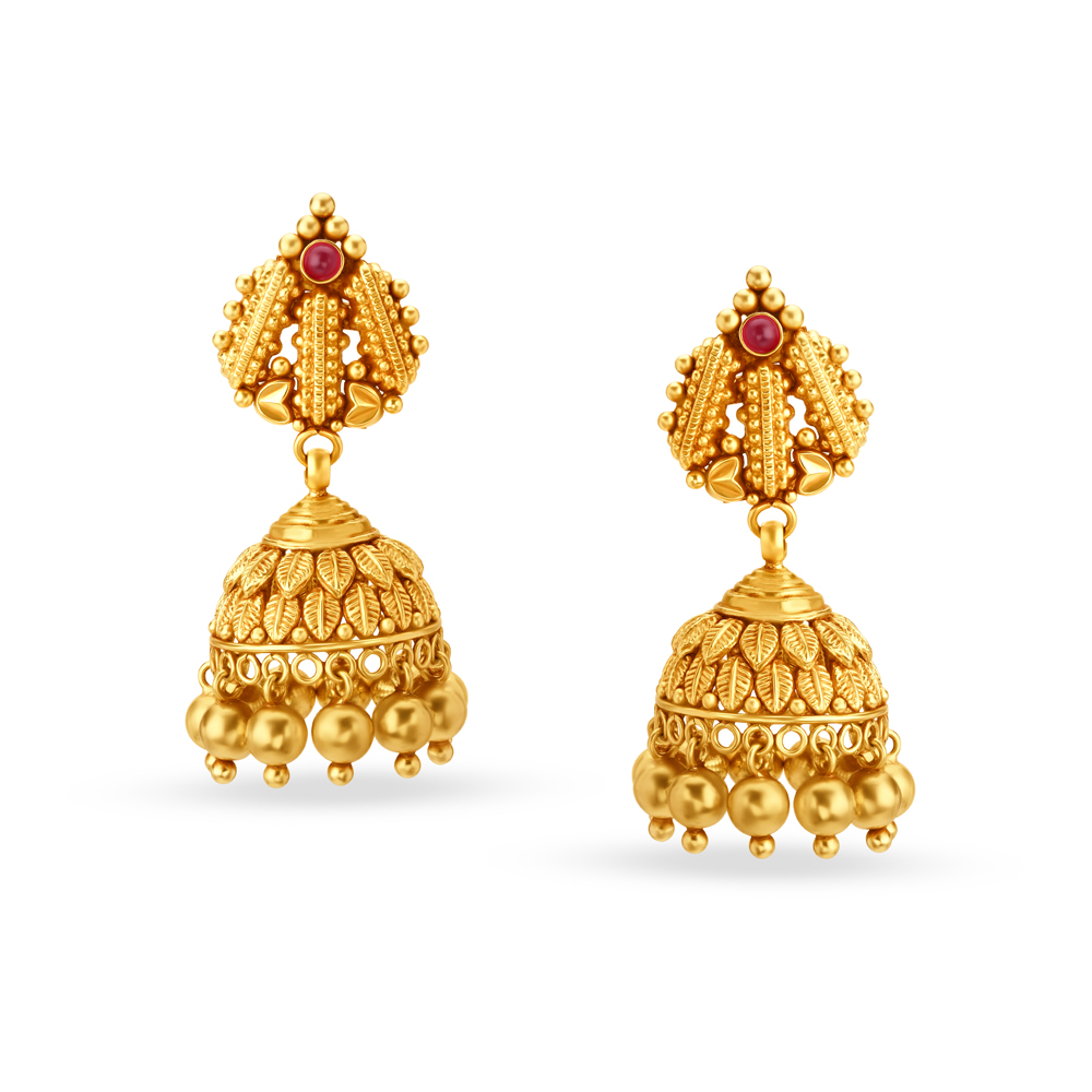 

Traditional Gleaming Gold Jhumki Earrings