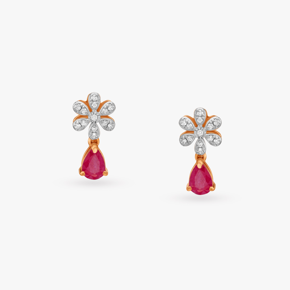 Floral Beauty Diamond Drop Earrings