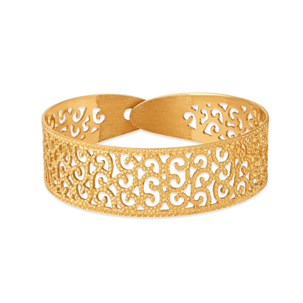 

Ethereal Yellow Gold Lattice Cuff Bangle