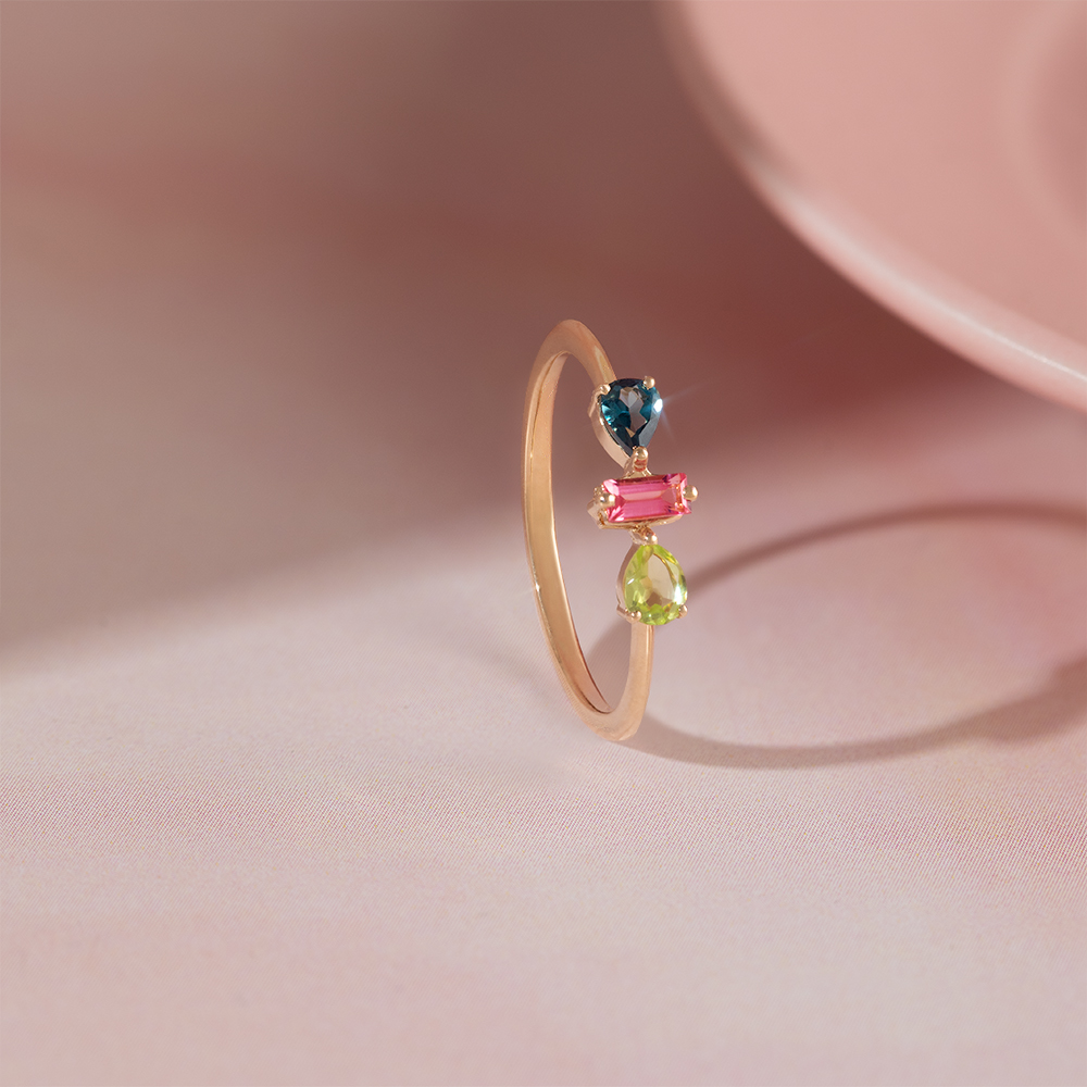 Gem Prism Tourmaline & Gold Finger Ring